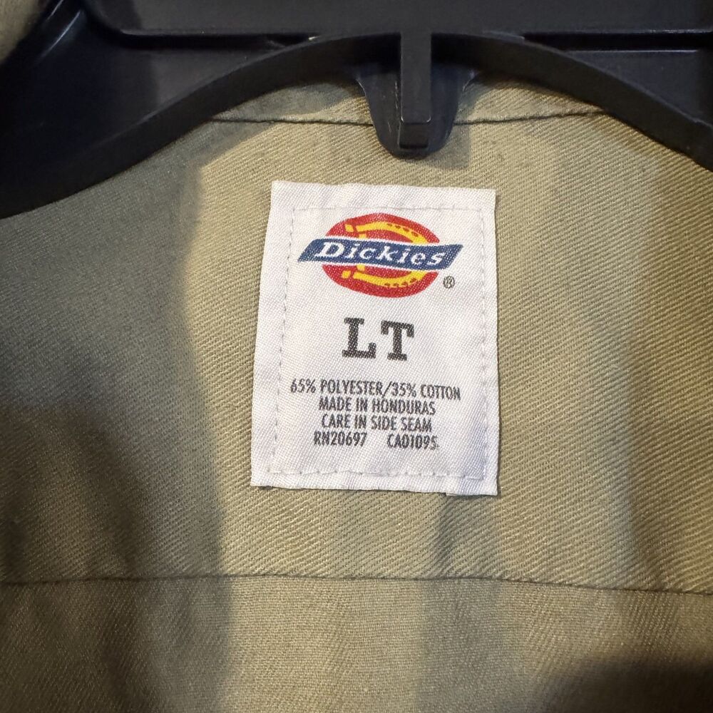 Dickies Men's LT Large Tall Khaki Tan Long Sleeve Button Down Work Shirt - Picture 3 of 7